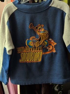 Scooby-Doo Navy & Gray Kids Snowboard Fleece Sweatshirt Size 7